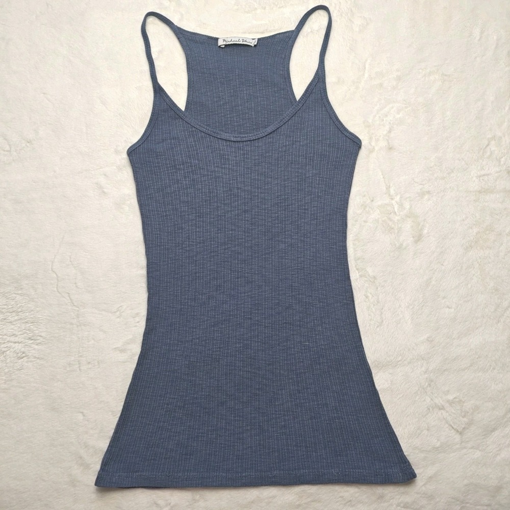 Michael Stars One Size Basic‎ Spaghetti Strap Tank Top Blue Camisole Shirt Y2K